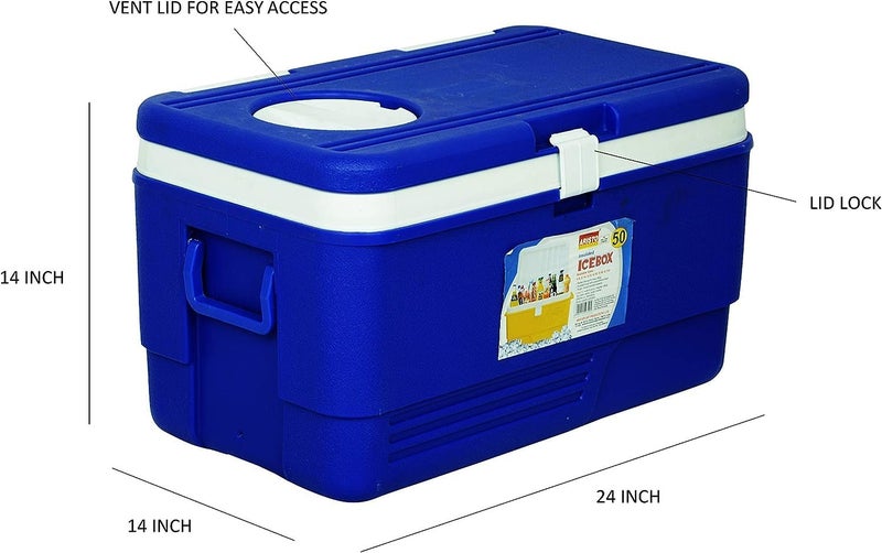 Divik Multipurpose Insulated Chiller Ice Box for Travel Party Picnic Bar Ice Cubes Chiller 50Liter Cooler Party Bar Indoor Outdoor Use 1Pcs Blue - Image 4