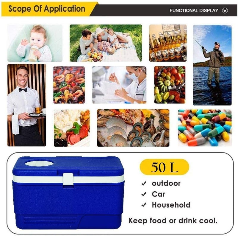 Divik Multipurpose Insulated Chiller Ice Box for Travel Party Picnic Bar Ice Cubes Chiller 50Liter Cooler Party Bar Indoor Outdoor Use 1Pcs Blue - Image 3