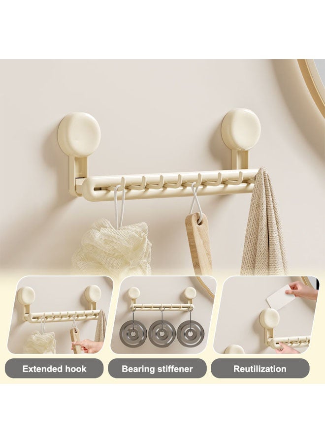 كويفلوكس حامل مناشف، رف مناشف، رف مناشف لاصق للحمام، حامل مناشف مثبت على الحائط مع ٨ خطافات، متعدد الاستخدامات، موفر للمساحة، بدون حفر حامل مناشف قابل للإزالة للمطبخ والمرحاض والدش والباب - Image 5