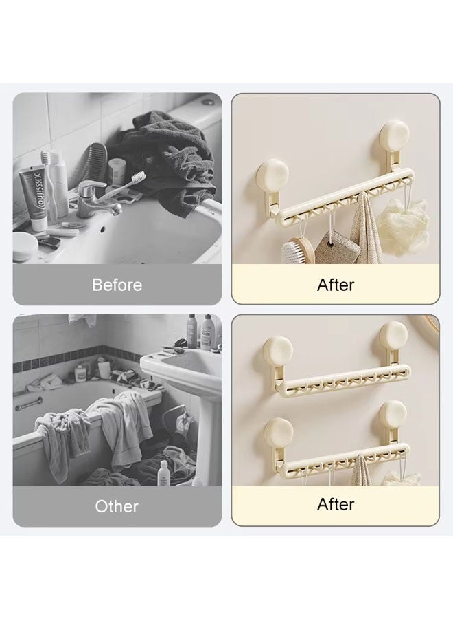 كويفلوكس حامل مناشف، رف مناشف، رف مناشف لاصق للحمام، حامل مناشف مثبت على الحائط مع ٨ خطافات، متعدد الاستخدامات، موفر للمساحة، بدون حفر حامل مناشف قابل للإزالة للمطبخ والمرحاض والدش والباب - Image 4