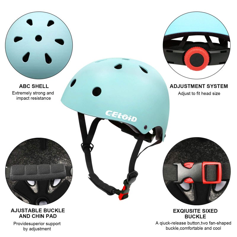 CELOID Kids Bike Helmet,Toddler Skateboard Helmets for Ages 5-8-9 Years Boys Girlsï¼ŒAdjustable Multi-Sport Bicycle Skateboarding Football Roller Skating Scooter Rollerblade Balance Bike Helmet,L-Blue - Image 3