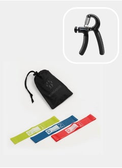 KANGAROO 3-level resistance band set made of pure non-recycled rubber with handle for hand exercises 
