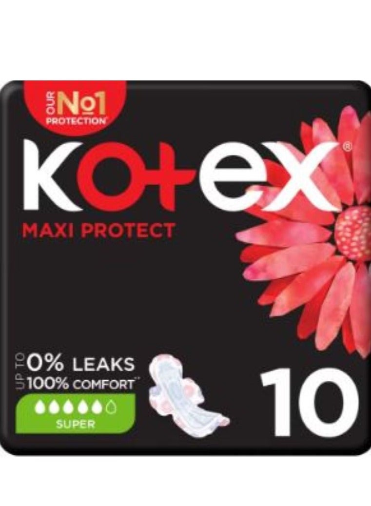 Kotex Maxi Pads Large with Wings, 10 Pads - Image 1