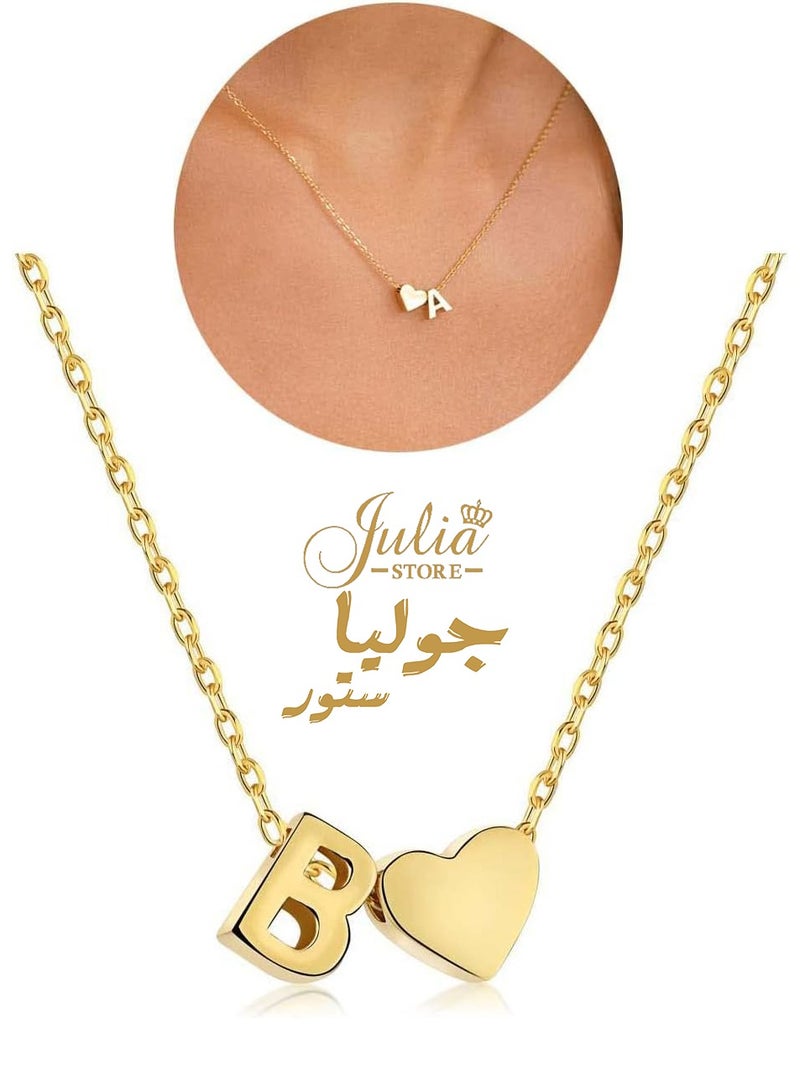 جوليا ستور قلادات أحرف أولية أنيقة للنساء مطلية بالذهب عيار 18 قيراطًا على شكل قلب حرف B قلادة على شكل قلب حرف أولي مخصص قلادات صغيرة تحمل اسمًا هدية للفتيات المراهقات - Image 1