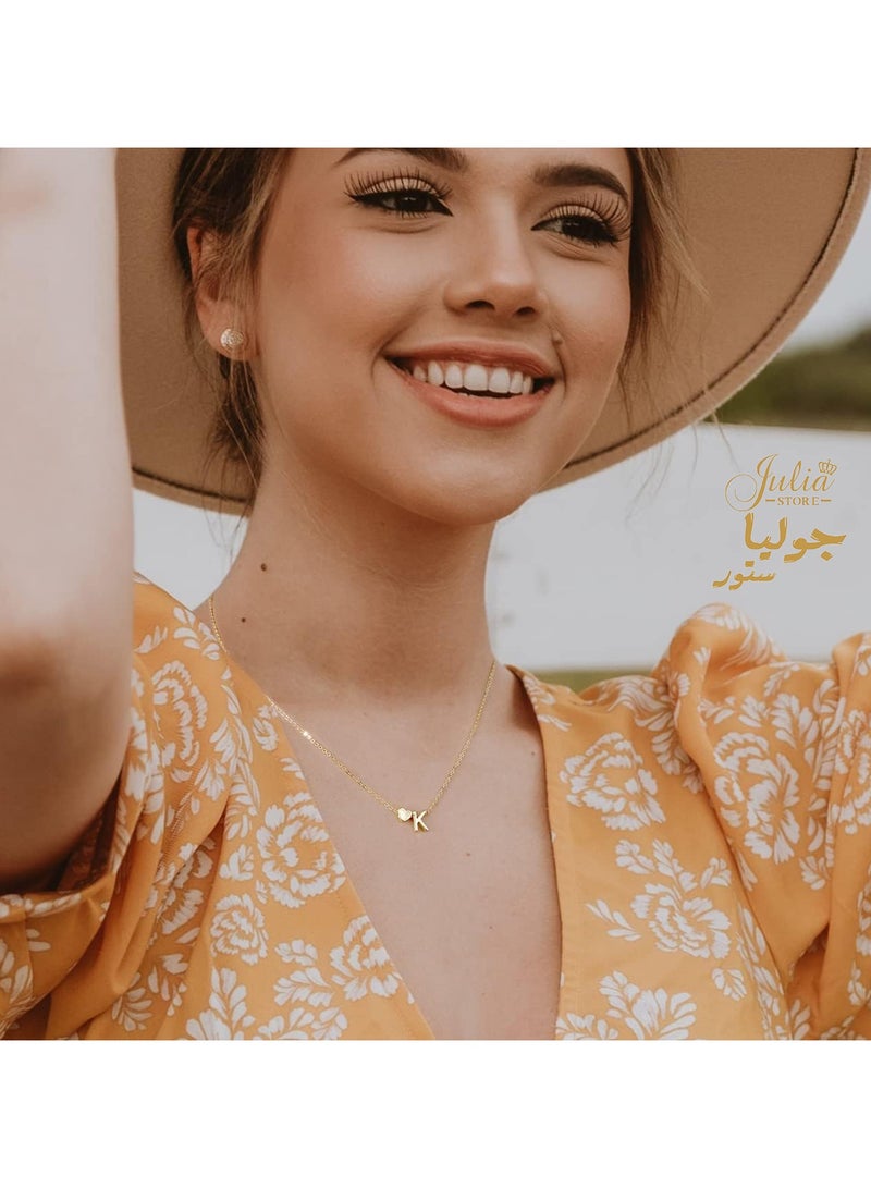 جوليا ستور قلادات أحرف أولية أنيقة للنساء مطلية بالذهب عيار 18 قيراطًا على شكل قلب حرف B قلادة على شكل قلب حرف أولي مخصص قلادات صغيرة تحمل اسمًا هدية للفتيات المراهقات - Image 5