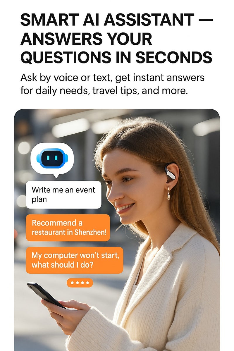 ألترون سماعات أذن رياضية لاسلكية ALTRONE مفتوحة الأذن بتقنية البلوتوث 5.4 مع علبة شحن، ترجمة فورية، صوت اتجاهي خالٍ من الضوضاء، تحكم باللمس، مقاومة للماء، عمر بطارية طويل - Image 3