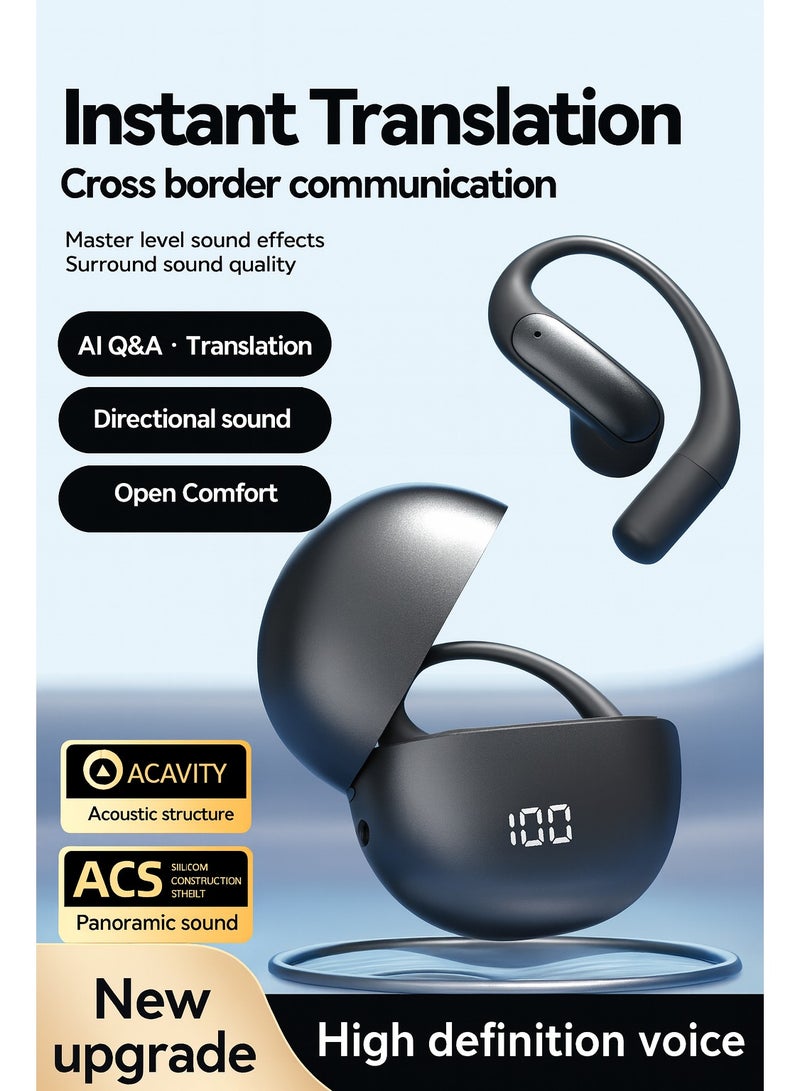 ألترون سماعات أذن رياضية لاسلكية ALTRONE مفتوحة الأذن بتقنية البلوتوث 5.4 مع علبة شحن، ترجمة فورية، صوت اتجاهي خالٍ من الضوضاء، تحكم باللمس، مقاومة للماء، عمر بطارية طويل - Image 1