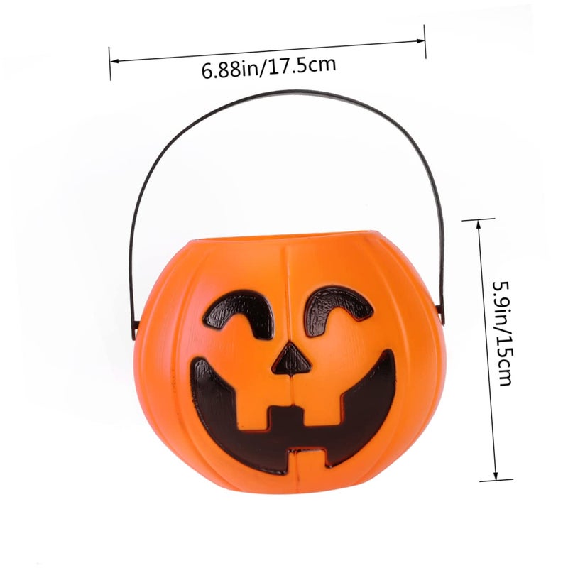 LED Light Up Halloween Pumpkin Candy Bucket Portable Treat Pail for Trick or Treating - Image 3