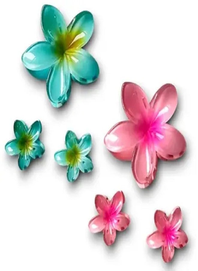 FREEBIES Plumeria Hair Clips Set Multicolour 2medi 4small Floral Design, 6 Pieces - Image 5