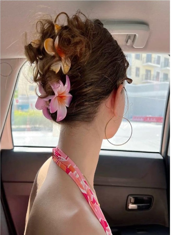 FREEBIES Plumeria Hair Clips Set Multicolour 2medi 4small Floral Design, 6 Pieces - Image 2