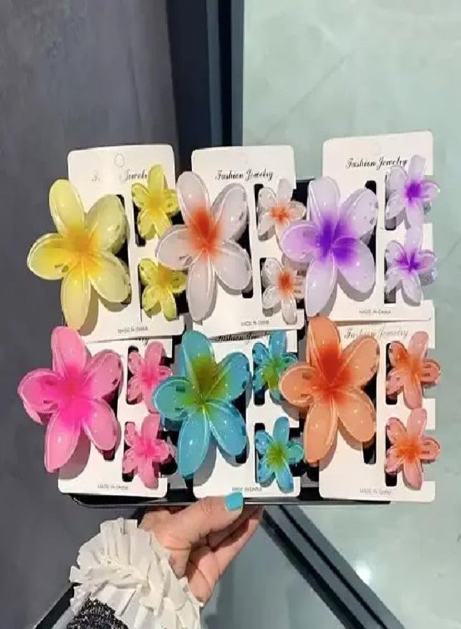 FREEBIES Plumeria Hair Clips Set Multicolour 2medi 4small Floral Design, 6 Pieces - Image 3