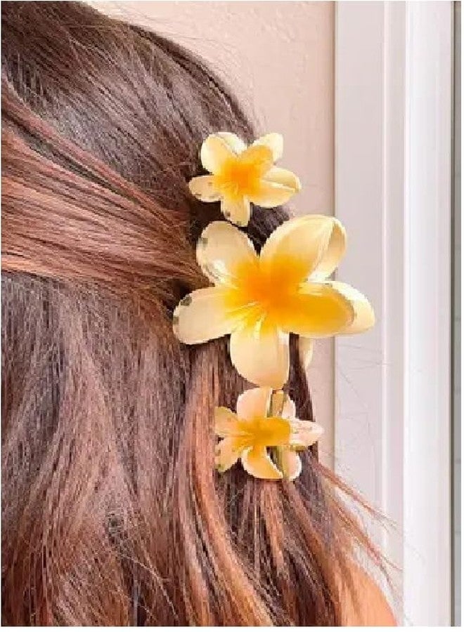 FREEBIES Plumeria Hair Clips Set Multicolour 2medi 4small Floral Design, 6 Pieces - Image 1