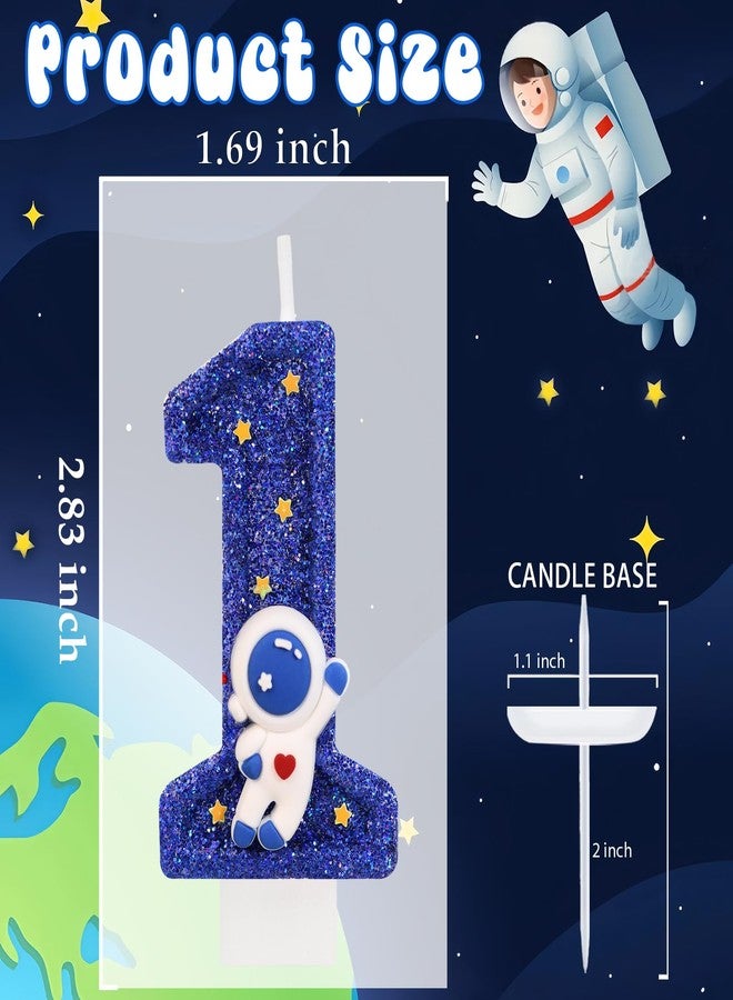 ElekFX Astronaut Number 1 Candle, Outer Space Birthday Decorations Universe Spaceship Rocket Cake Topper, 1st Birthday Decorations for Boys Party Supplies - Image 2