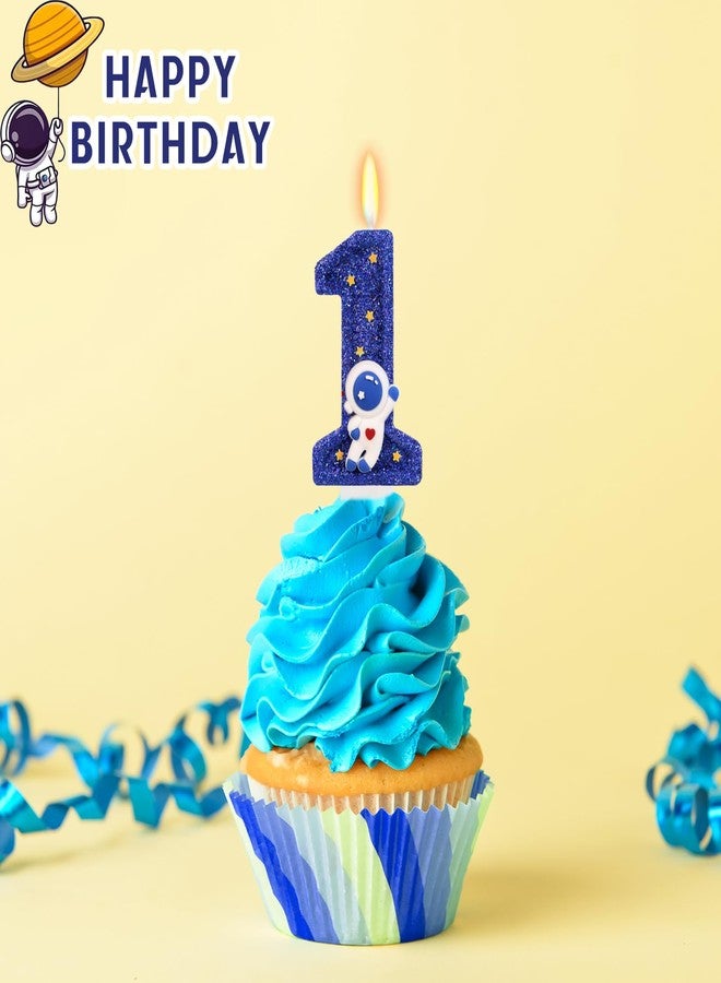 ElekFX Astronaut Number 1 Candle, Outer Space Birthday Decorations Universe Spaceship Rocket Cake Topper, 1st Birthday Decorations for Boys Party Supplies - Image 3