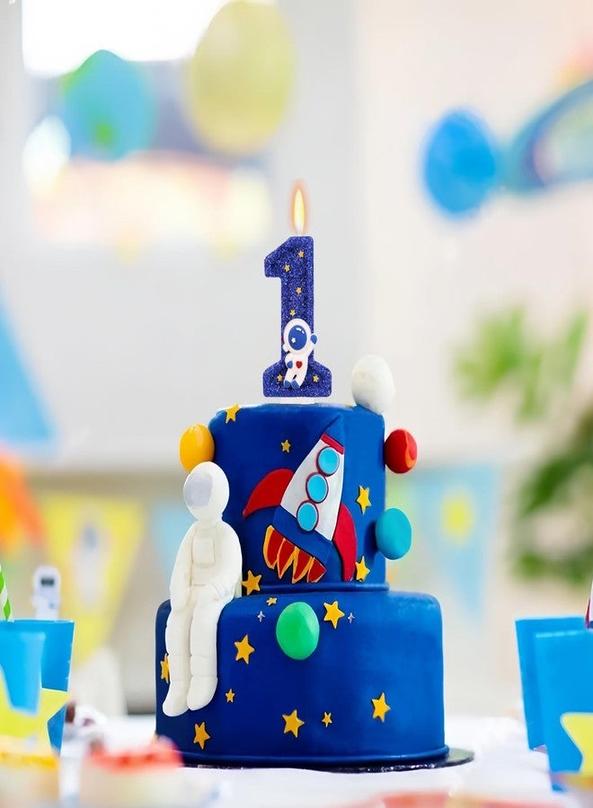 ElekFX Astronaut Number 1 Candle, Outer Space Birthday Decorations Universe Spaceship Rocket Cake Topper, 1st Birthday Decorations for Boys Party Supplies - Image 4