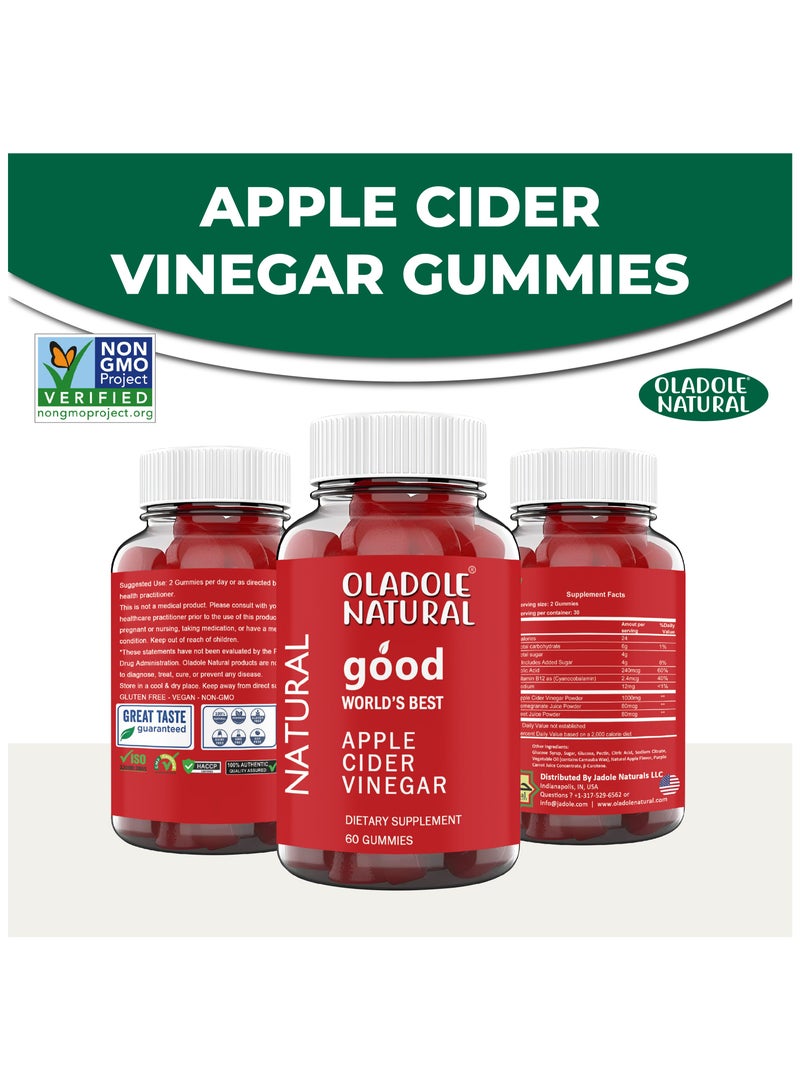 أولادول ناتشورال علكات خل التفاح مع الأم، تدعم إدارة الوزن والهضم - 60 علكة - Image 4