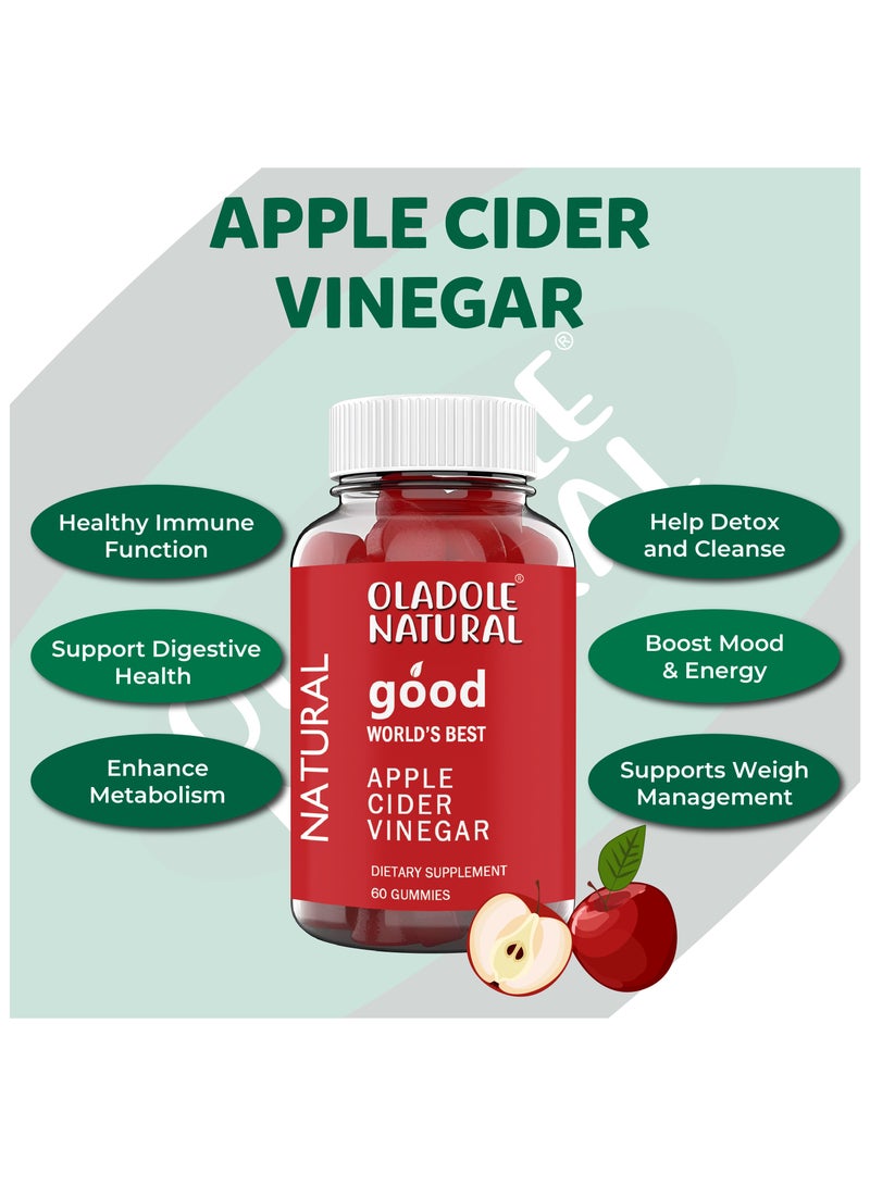 أولادول ناتشورال علكات خل التفاح مع الأم، تدعم إدارة الوزن والهضم - 60 علكة - Image 5