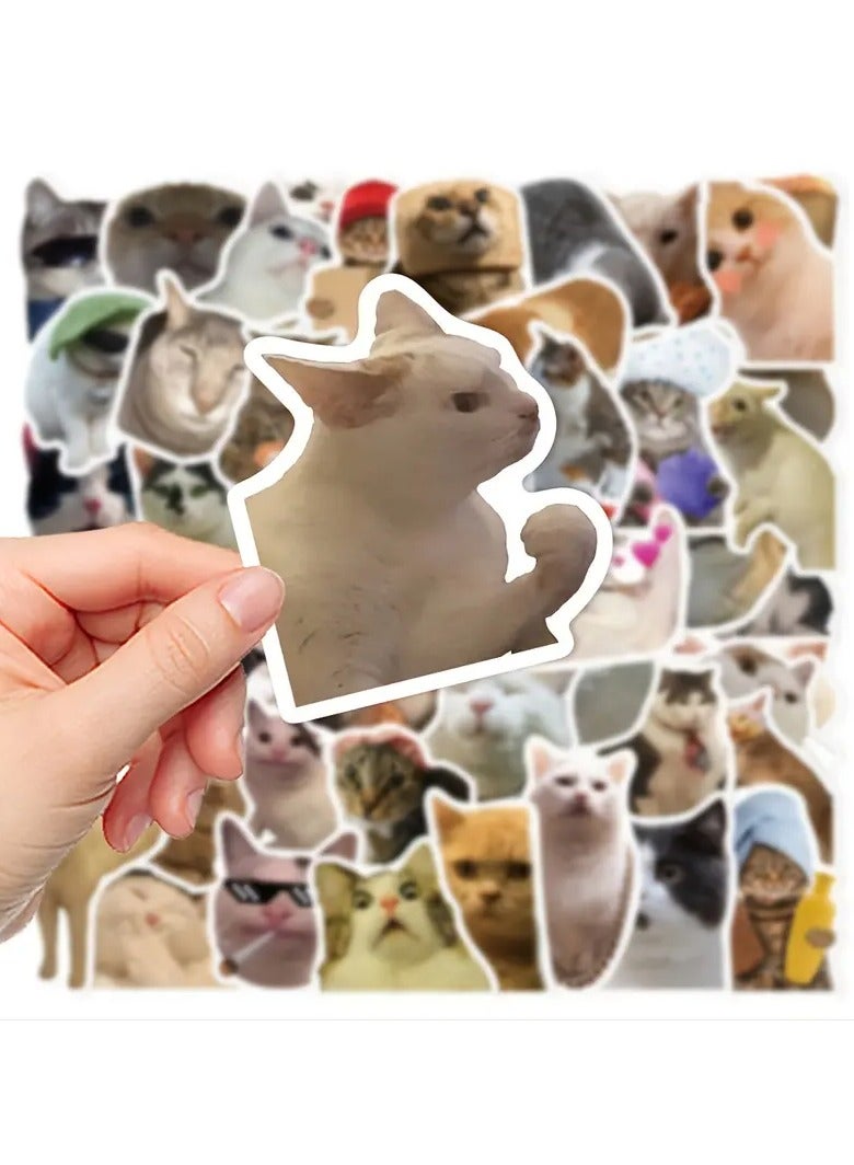 LANEMAY 50 Funny Funny Cat Waterproof Doodle Decorative Reusable Stickers For Birthday Christmas Gifts - Image 1