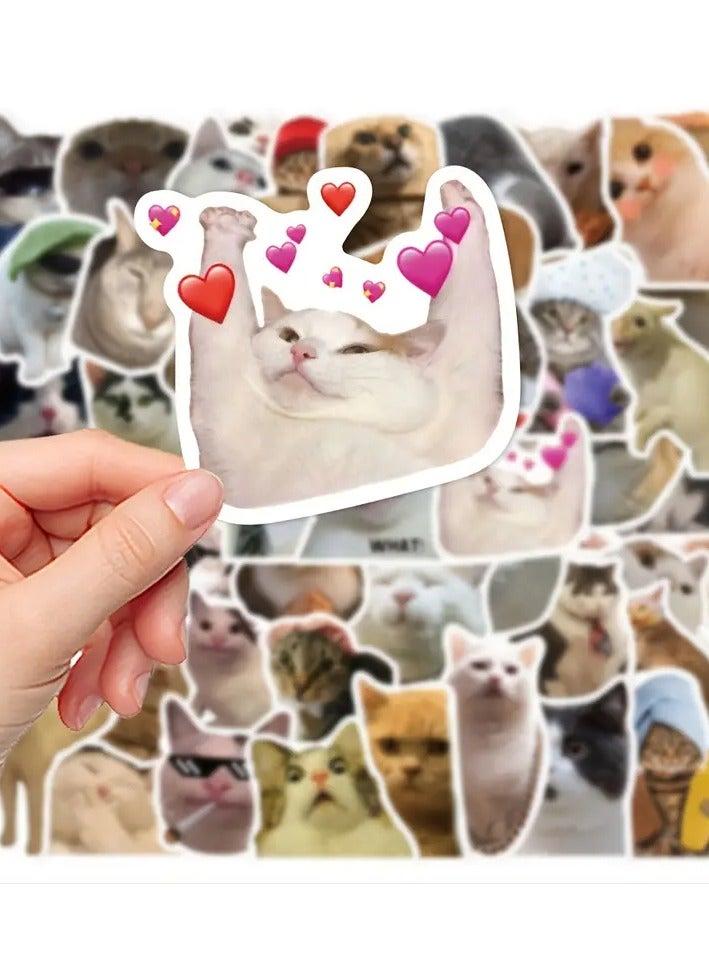 LANEMAY 50 Funny Funny Cat Waterproof Doodle Decorative Reusable Stickers For Birthday Christmas Gifts - Image 4