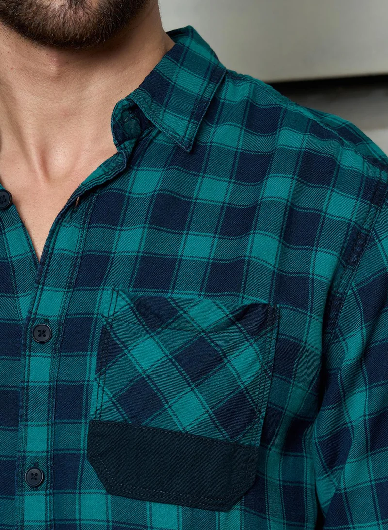 HIGH STAR Men's Multicolour 100% Cotton Checkered Button Down Regular Fit Shirt