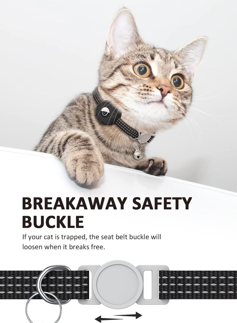 SYOSI AirTag Cat Collar, Reflective Kitten Collar Breakaway Air Tag Cat Collar, Cat Collar with AirTag Holder and Bell, Lightweight Cat Collars for Girl Boy Cats Kittens Puppies (Black) - Image 3