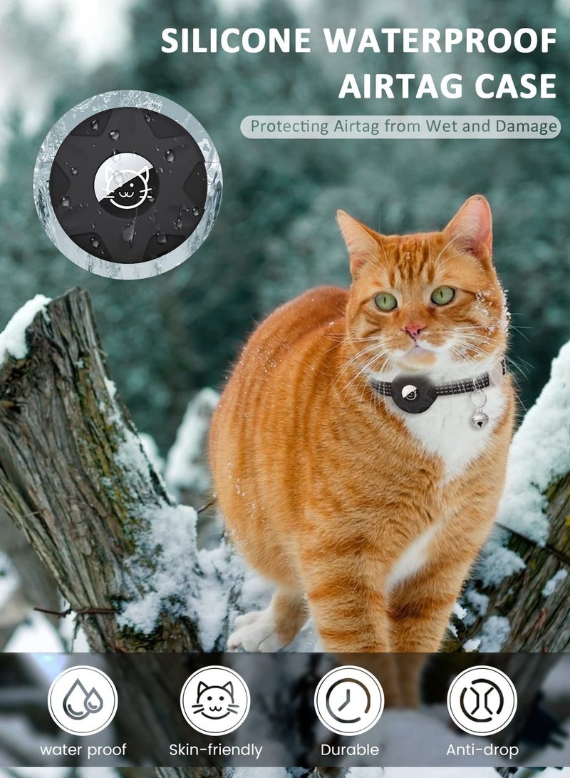 SYOSI AirTag Cat Collar, Reflective Kitten Collar Breakaway Air Tag Cat Collar, Cat Collar with AirTag Holder and Bell, Lightweight Cat Collars for Girl Boy Cats Kittens Puppies (Black) - Image 4