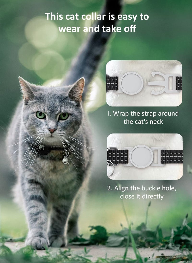 SYOSI AirTag Cat Collar, Reflective Kitten Collar Breakaway Air Tag Cat Collar, Cat Collar with AirTag Holder and Bell, Lightweight Cat Collars for Girl Boy Cats Kittens Puppies (Black) - Image 5