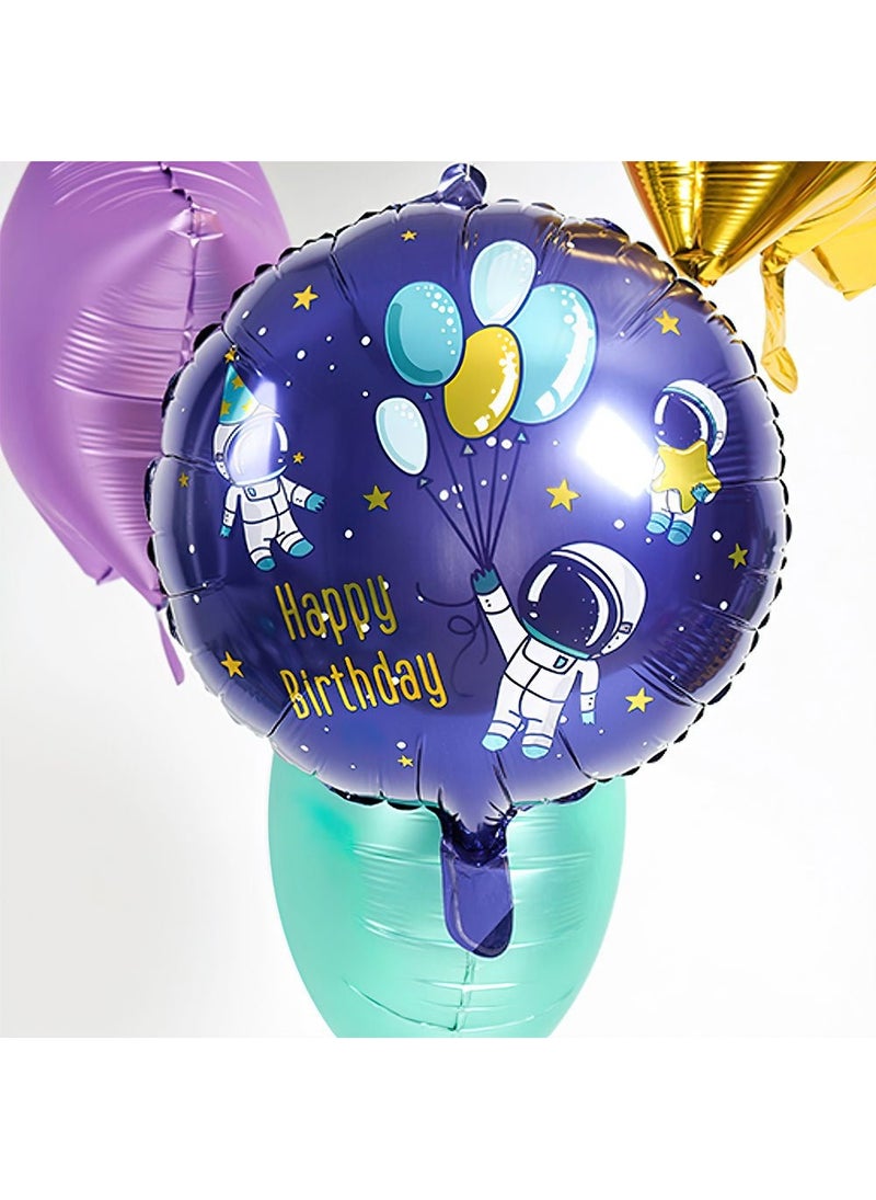 Folat Astronaut Space Happy Birthday Foil Balloon Round Purple Gold 45cm - Image 3