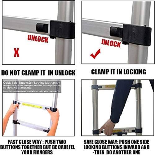 Inditradition A-Type Aluminium Telescopic Ladder | 2 in 1 Single & Double Side Convertible | EN131 Certified (8.25 x 8.25 Feet | 8+8 Steps) - Image 5