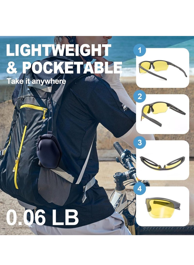 KASTWAVE Foldable Cycling Glasses, Polarized Sports Sunglasses, Mountain Bike Running Sports Sunglasses UV Protection, for Men Women, Black - Image 4