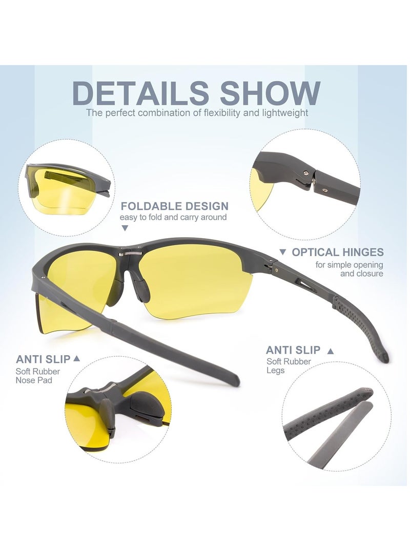 KASTWAVE Foldable Cycling Glasses, Polarized Sports Sunglasses, Mountain Bike Running Sports Sunglasses UV Protection, for Men Women, Black - Image 5