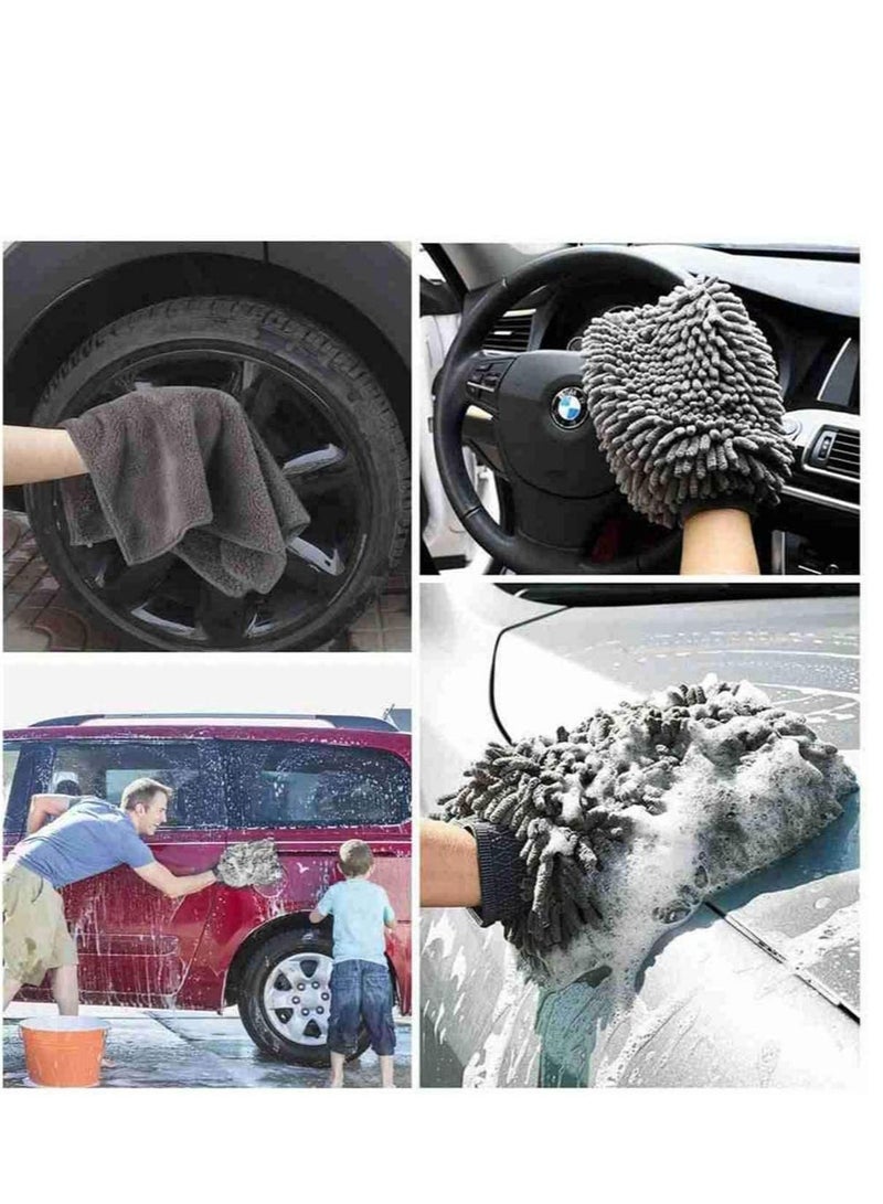 SYOSI 2 Pack Car Wash Mitt Scratch-Free Chenille Microfiber Double Sided Washing Mitts Dual Sided Cleaning Gloves for Dirt  Bugs Sponge Cloths for Cars Home Furniture Trucks Boats  - Image 5