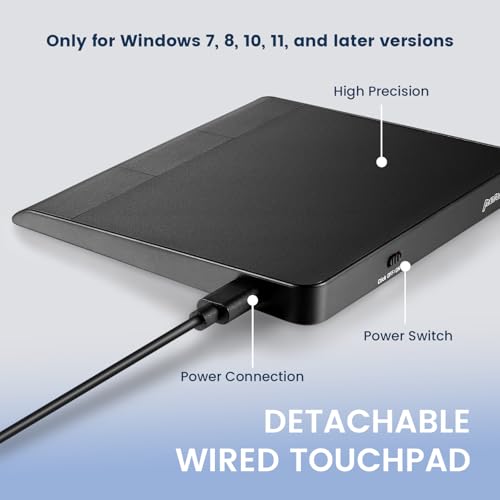 Perixx PERIPAD-506 Wired Slim USB Touchpad - Wired Detachable Touchpad for Desktop and Laptop User - Large Size 5.31x4.57x0.55 inches - Black - Image 4
