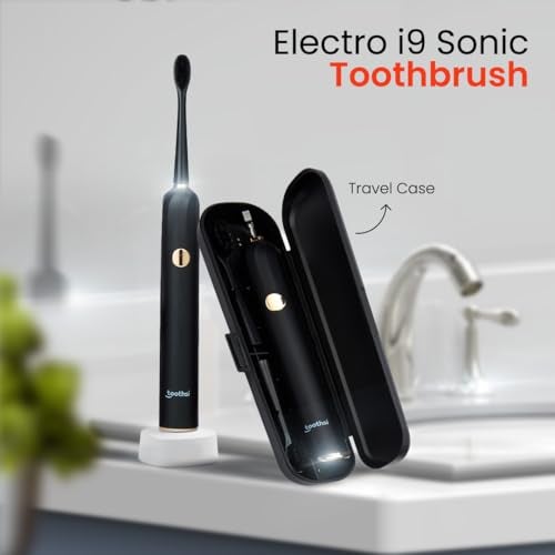Toothsi Electro i9 Sonic Electric Toothbrush | Smart Electric Toothbrush for Men & Women | with 6 Modes & 5 Brush Heads | IPX 7 Waterproof | Rechargeable | Oral Care | Black - Image 2
