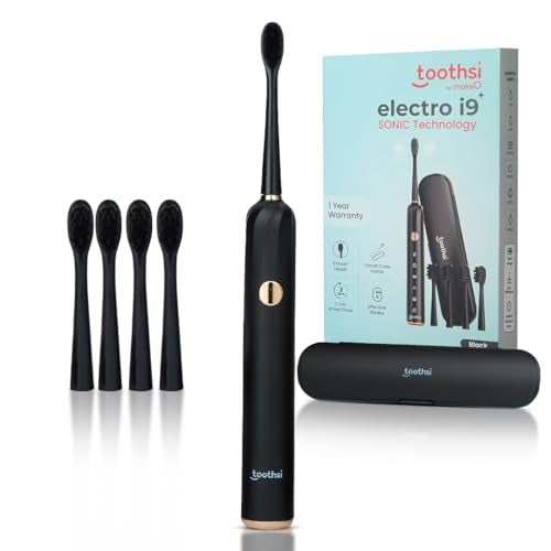 Toothsi Electro i9 Sonic Electric Toothbrush | Smart Electric Toothbrush for Men & Women | with 6 Modes & 5 Brush Heads | IPX 7 Waterproof | Rechargeable | Oral Care | Black - Image 1