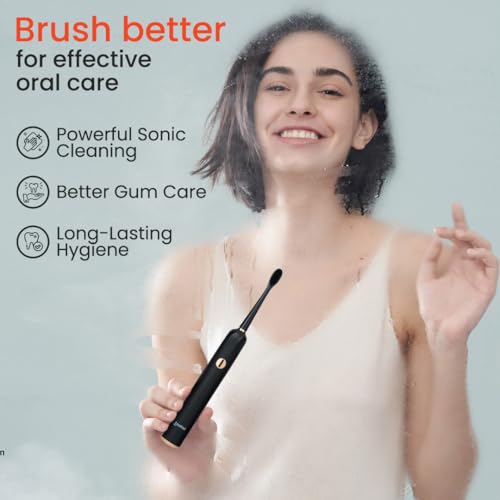 Toothsi Electro i9 Sonic Electric Toothbrush | Smart Electric Toothbrush for Men & Women | with 6 Modes & 5 Brush Heads | IPX 7 Waterproof | Rechargeable | Oral Care | Black - Image 3