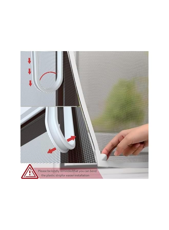 The Bros Adjustable DIY Magnetic Window Screen, 150x80cm Fiberglass Fine Mesh Screen Protector, White Frames Grey Fiberglass Screen Window Net, Magnetic Window Screen Mesh Frame Replacement Kit - Image 4