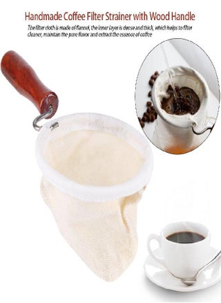 Coffee Cloth Filter Reusable Washable Flannel Cloth Handmade Coffee Filter Strainer with Wooden Handle(L) - pzsku/Z764A4511410FA2990E32Z/45/_/1693217773/d912be1c-482f-44a0-96bb-7a42e8c3bf0b