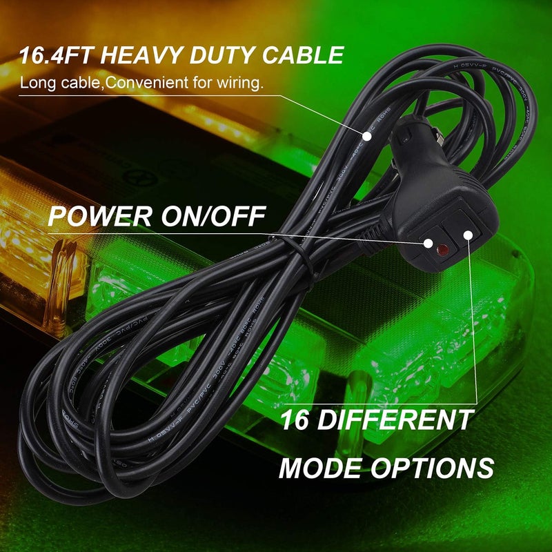 ASPL 48LED Roof Top Strobe Lights - High Visibility Emergency Safety Warning LED Mini Strobe Light Bar with Magnetic Base for 12-24V Vehicles (Amber/Green) - Image 5