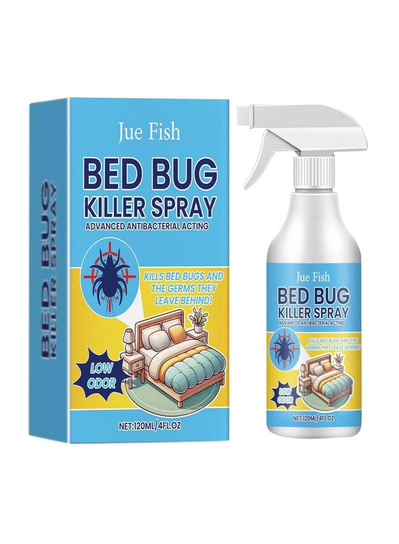 JUE FISH Mite Exterminating Bedbug Killer Cleaner – 120ml Long-Lasting Spray, Eliminates Dust Mites, Fleas from Bed, Carpet, Furniture & Pet Bedding - Image 1