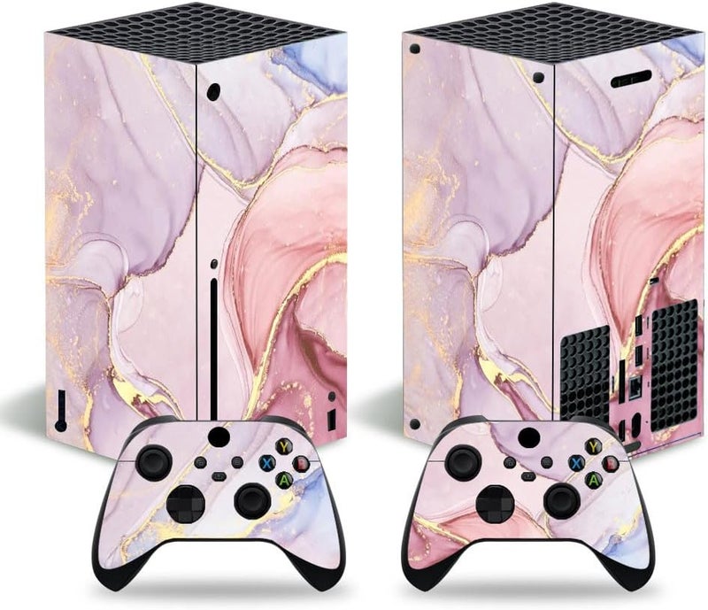 Xbox Series X Stickers Full Body Vinyl Skin Decal Protective Cover for Microsoft Xbox Series X Console and Controllers (Series X disc Pink 1)