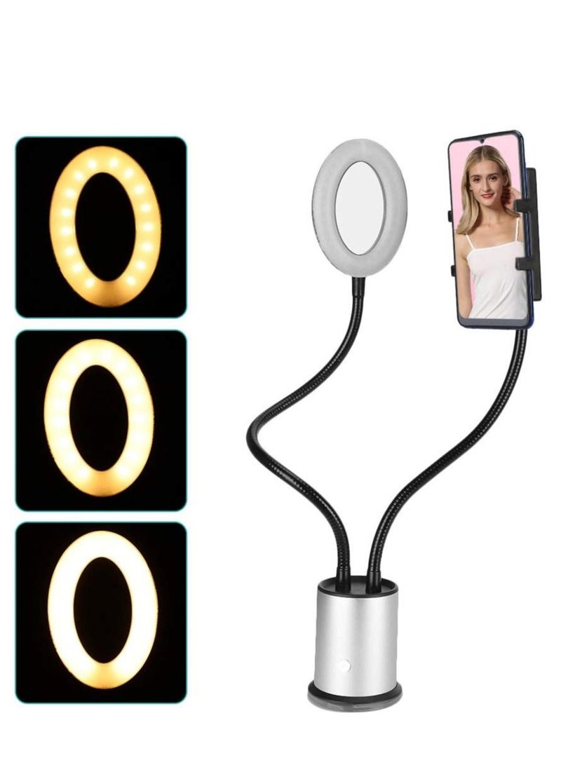 Video Fill Light, KASTWAVE 3 Light Modes Adjustable Brightness LED Ring Desktop Mobile Phone Support for Conference Webcam Chat Makeup Live Stream Selfie (White) - Image 1