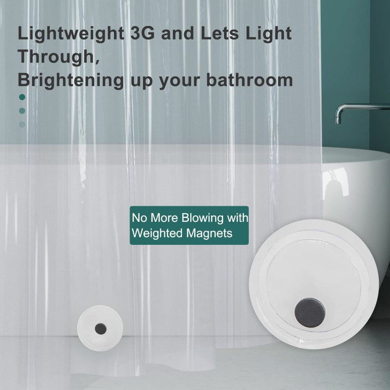 AmazerBath Clear Shower Curtain Liner, Plastic Shower Curtain Liner, Lightweight Shower Liner PEVA, Waterproof Bathroom Shower Curtains with 3 Magnets and 12 Rustproof Grommets, 72x72 Inches - Image 5