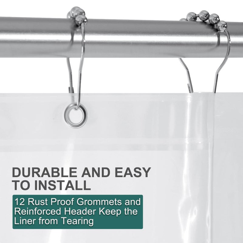 AmazerBath Clear Shower Curtain Liner, Plastic Shower Curtain Liner, Lightweight Shower Liner PEVA, Waterproof Bathroom Shower Curtains with 3 Magnets and 12 Rustproof Grommets, 72x72 Inches - Image 4
