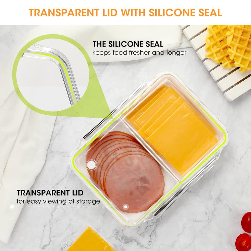 AIEVE Deli Meat Container for Fridge,Ham and Cheese Storage Box with Clear Lid & Silicone Seal, Lunch Meat Organizer for Refrigerator to Keep Food Fresh, 8.86" Length - Image 2