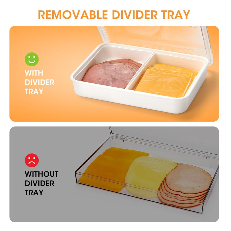 AIEVE Deli Meat Container for Fridge,Ham and Cheese Storage Box with Clear Lid & Silicone Seal, Lunch Meat Organizer for Refrigerator to Keep Food Fresh, 8.86" Length - Image 5
