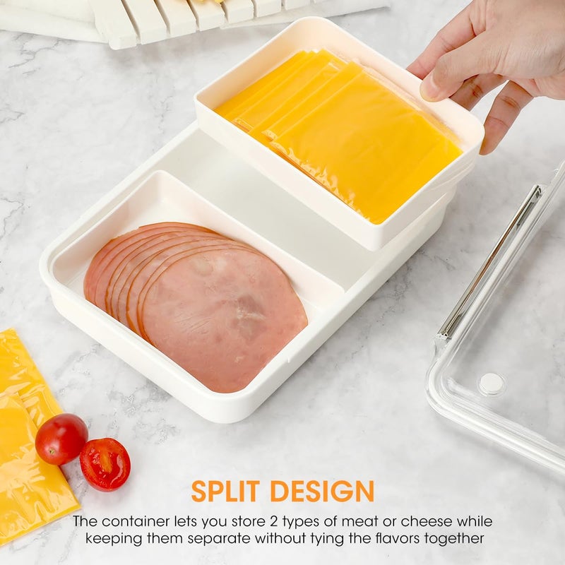 AIEVE Deli Meat Container for Fridge,Ham and Cheese Storage Box with Clear Lid & Silicone Seal, Lunch Meat Organizer for Refrigerator to Keep Food Fresh, 8.86" Length - Image 3