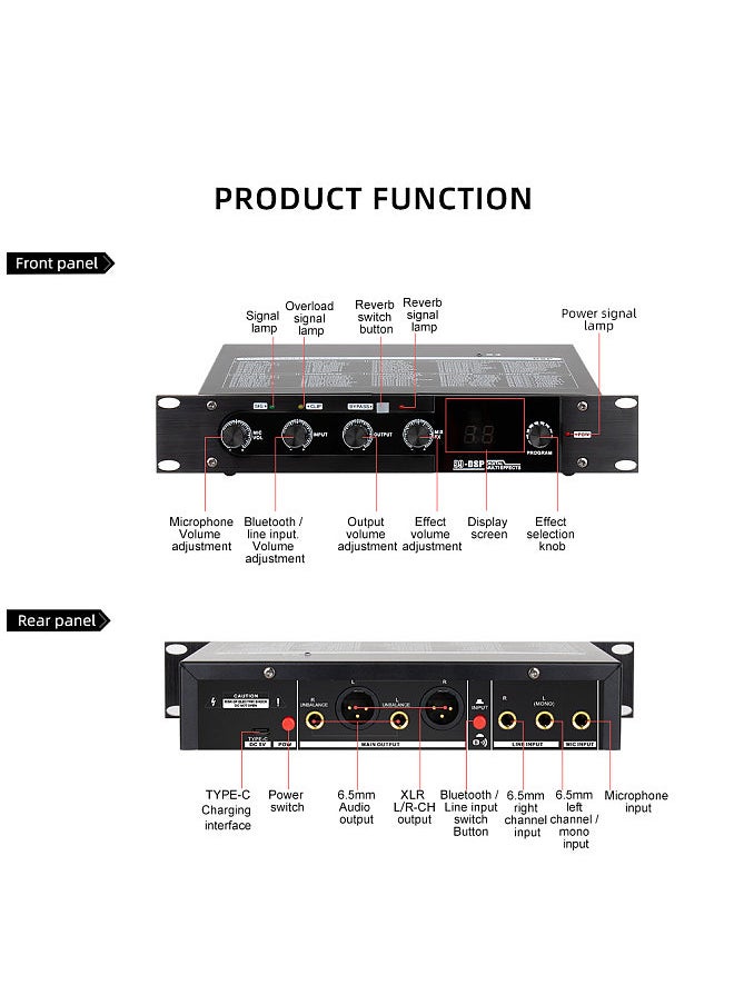 Generic - Professional Karaoke Mixer Reverberator 99 DSP Digital Audio Effector Stereoscopic Sound Effect KTV Microphone BT Reverberation Effector - Image 1