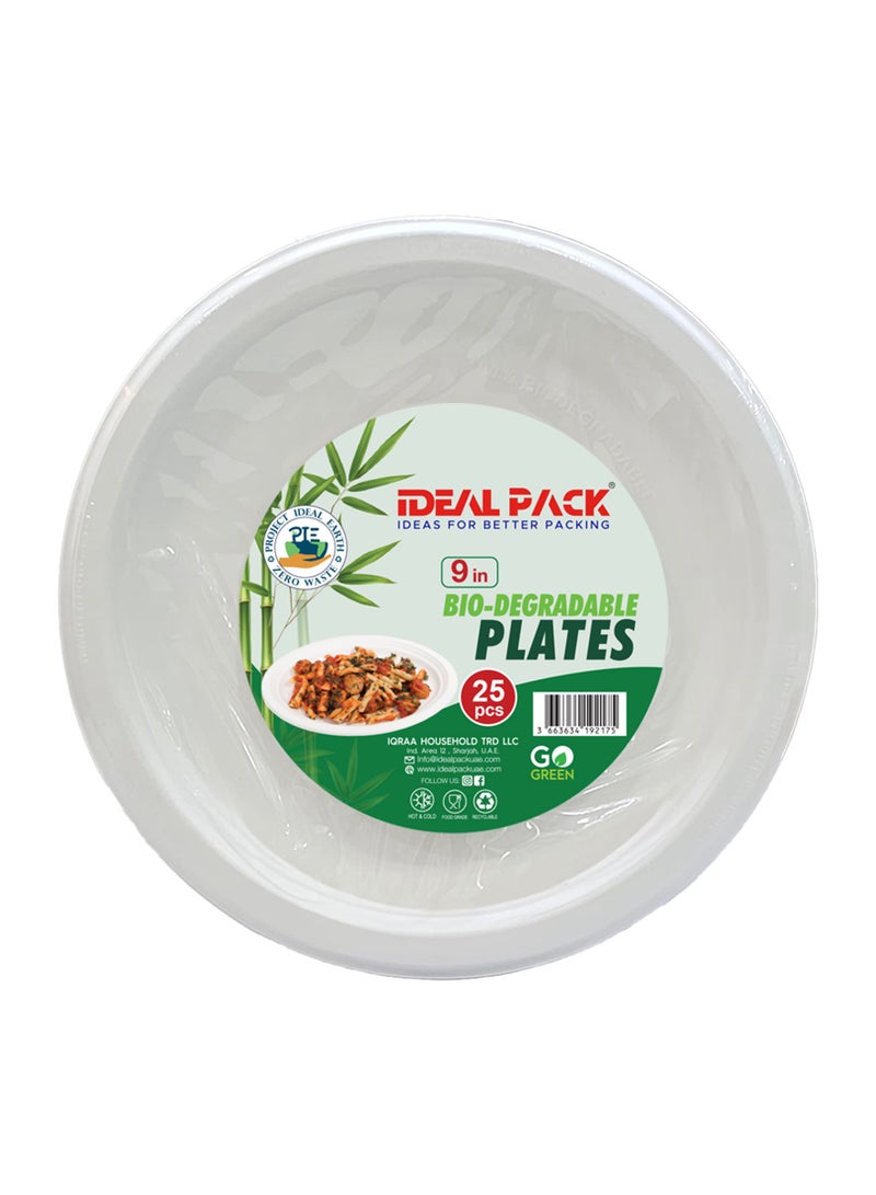 Ideal Pack Biodegradable Plate 9-inch – 25 Pieces | Eco-Friendly, Compostable, & Durable
