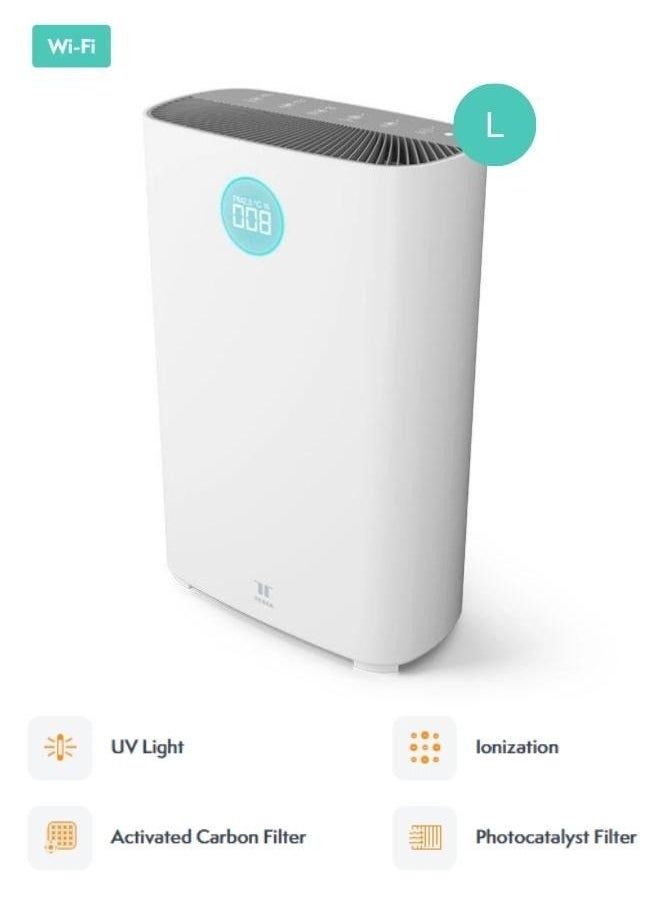 Smart Air Purifier Pro L with HEPA Filter, UV & Ionization Works with Touch Screen &  Google, Alexa & Tesla Home App 